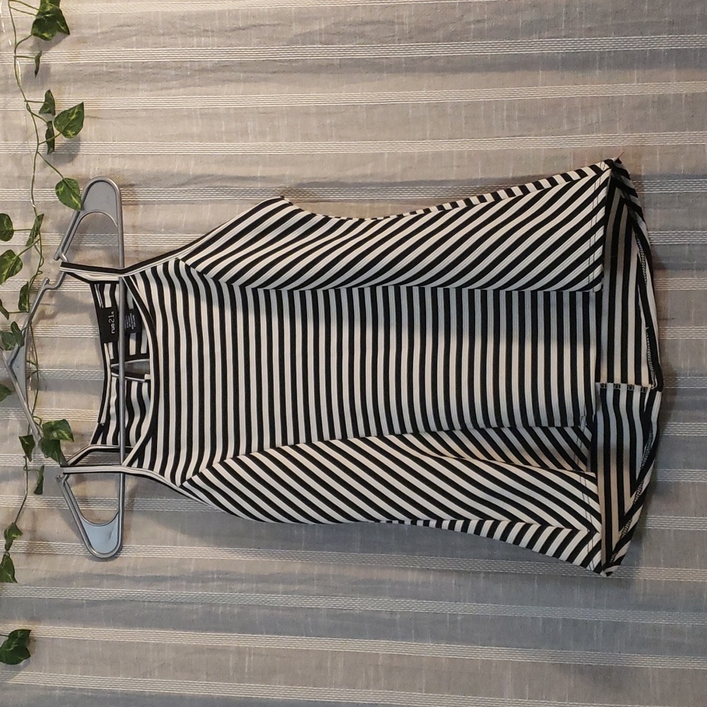 Rue21 Black & White Striped Halter Tank